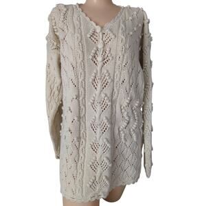 VTG Yarnworks Handknit Sweater Women Small Oversized Boho Cottagecore Grannycore